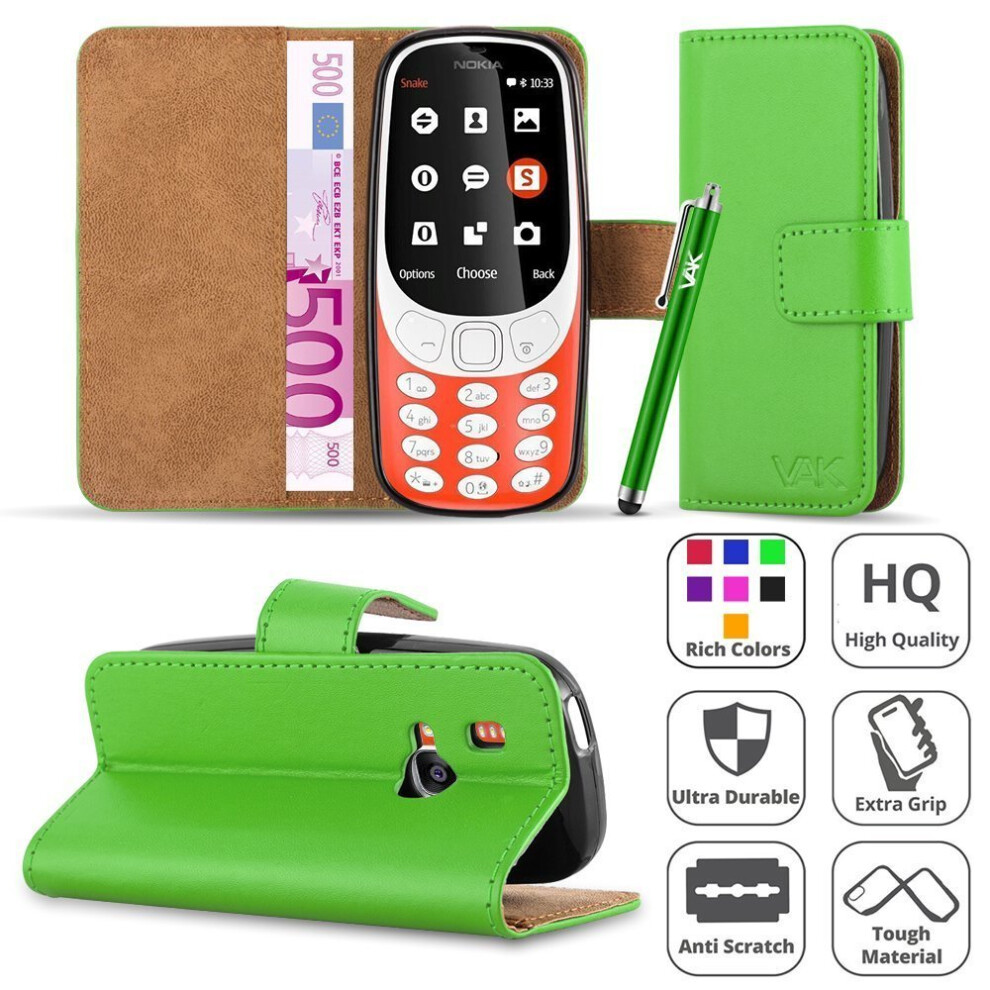 (Lime) For Nokia 3310 Premium Leather Flip Case Cover