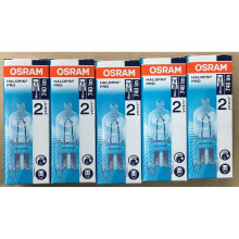 Pack of 5 Osram Halogen Capsule G9 48W (60W equiv), 760 lm, Clear, Push-Fit Loop Pin, 14x43mm, 240V – Code 66748