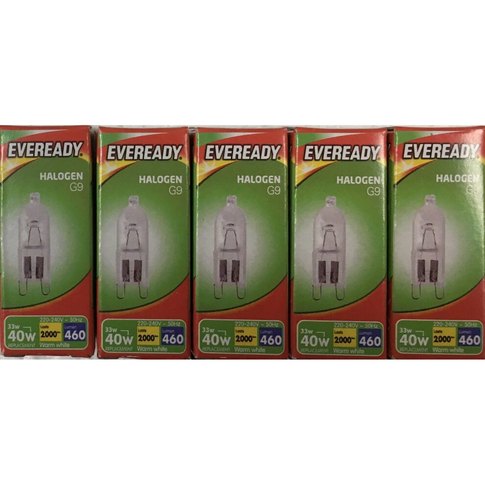 5 X EVEREADY HALOGEN 33W = 40W CAPSULES PUSH FIT LOOP PINS