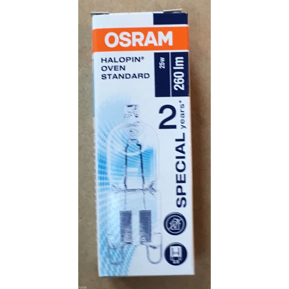 2 X OSRAM HALOGEN 25W OVEN RATED G9 300 DEGREE PUSH FIT LOOP PINS