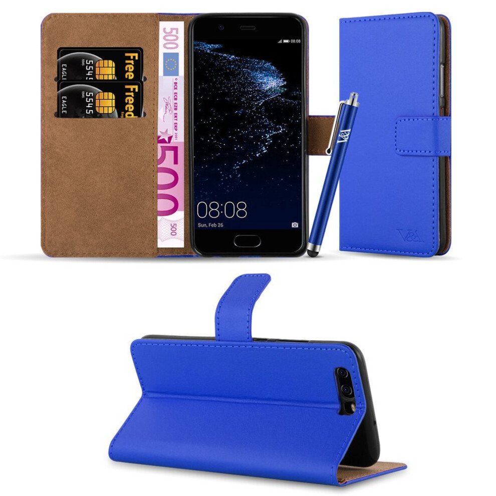 (Blue) For Huawei P10 Plus Leather Flip Wallet Case Cover Blue 7426820129692