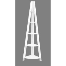 Tiva White Corner Ladder Shelving - Clean 5-Tier Display with Modern Elegance
