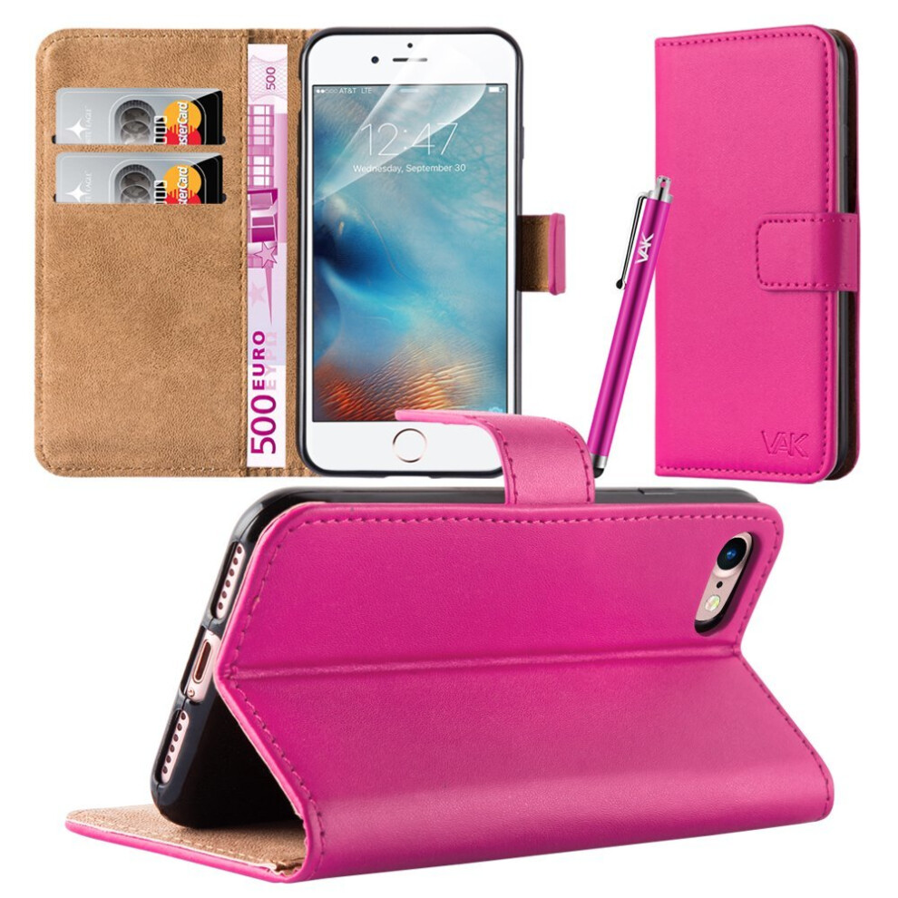 (Pink) For Iphone 7 Premium Leather Wallet Case Cover Pink 7426805639529