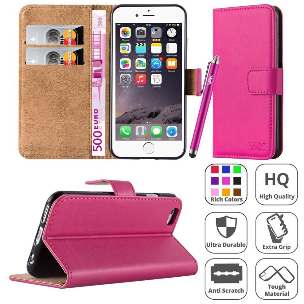 (Hot ) For Iphone 6 / 6S Flip Wallet Leather Case Cover Pink 7426805635118
