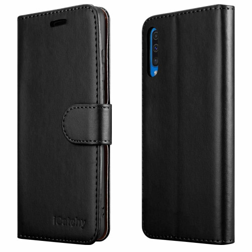 (Black) For Galaxy A20e Premium Leather Wallet Flip Case 2