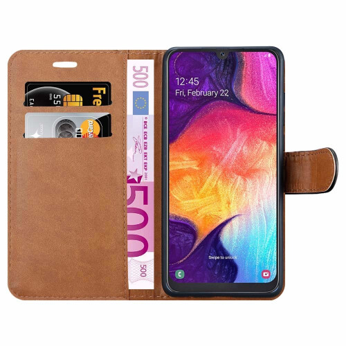 (Black) For Galaxy A20e Premium Leather Wallet Flip Case 1