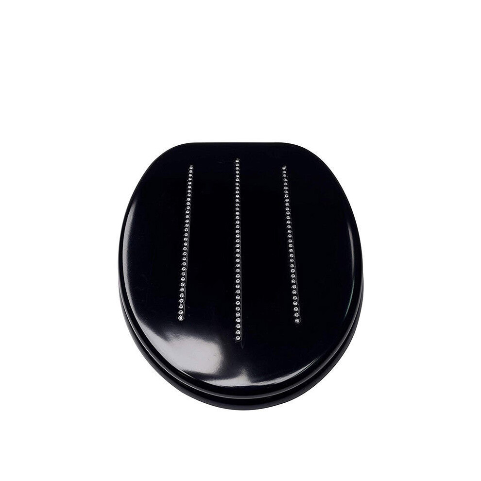 Sabichi Black Toilet Seat With Diamante Decor & Chrome Plated Fittings