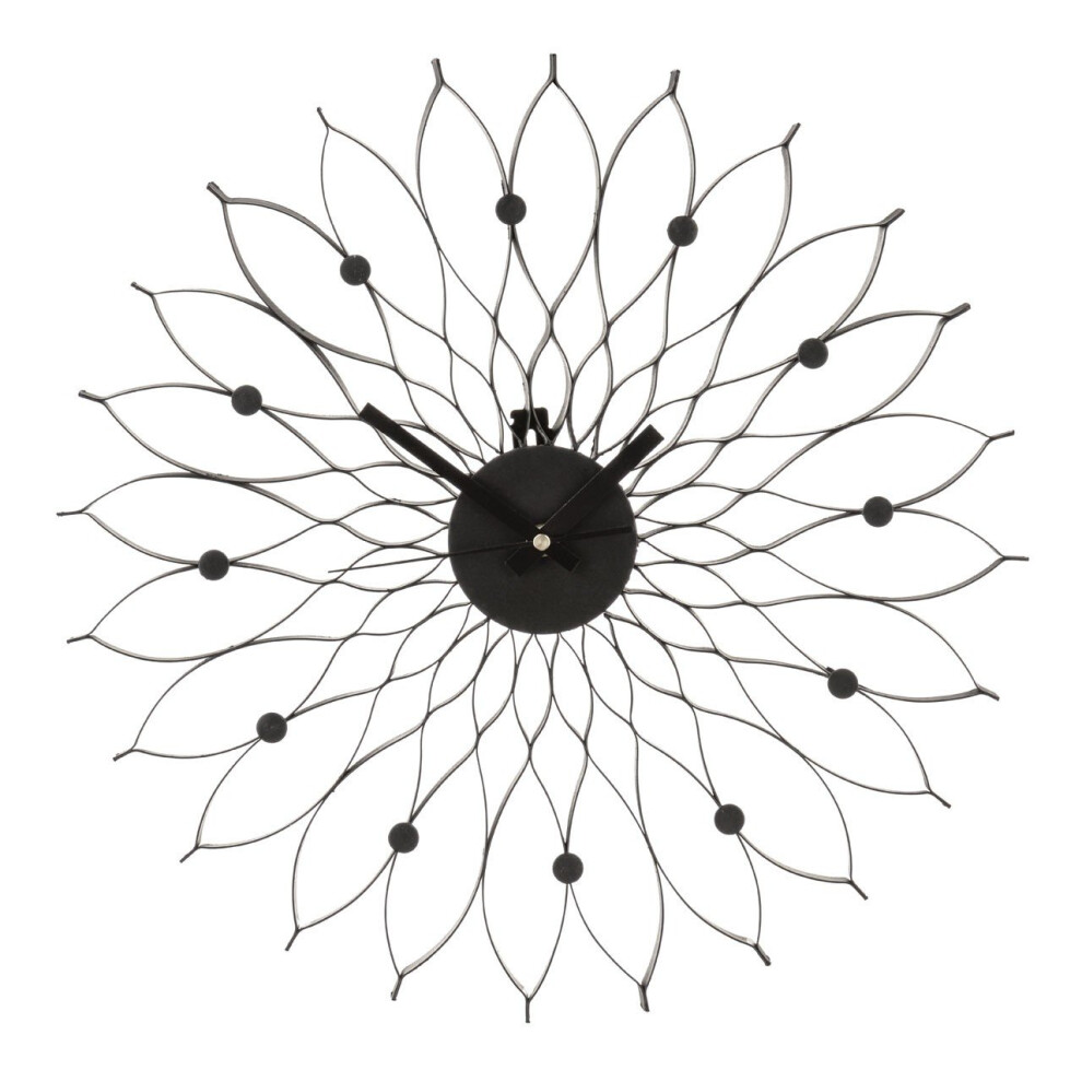 Premier Housewares Styro Wall Clock, Metal, Black