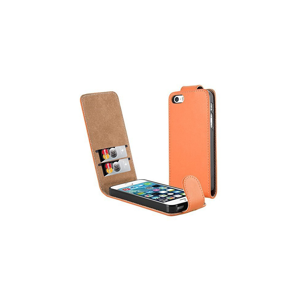 (Orange) For iPhone SE Soft Leather Top Flip Wallet Case