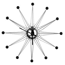 Retro Straight Edge Spoke Design Wall Clock, Silver