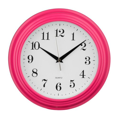 Vintage Style Wall Clock, Plastic, Hot Pink on OnBuy