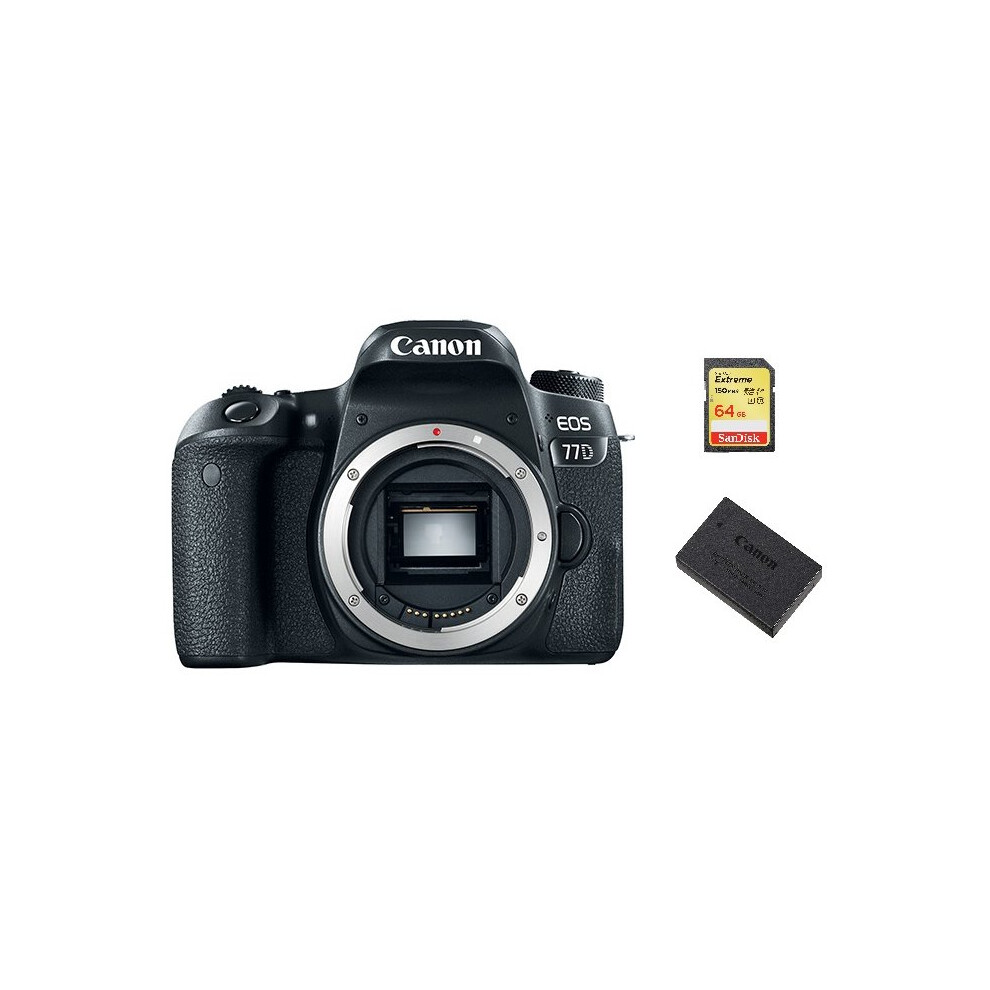 CANON EOS 77D Body + 64GB SD card + LP-E17 Battery