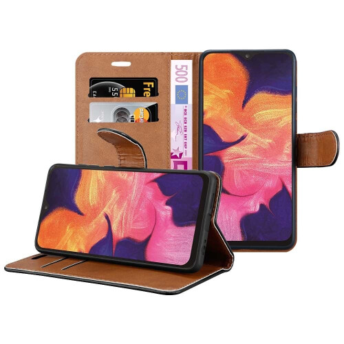 (Black) For Galaxy A10 Leather Wallet Flip Back Case Cover 2