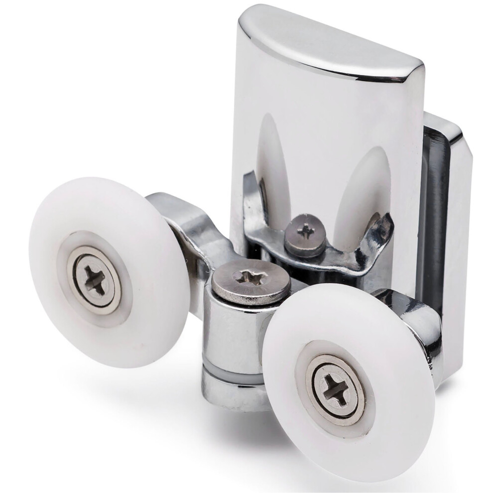 (25mm, 8mm) 2 x Double Bottom Zinc Alloy Shower Door Rollers/Runners L067