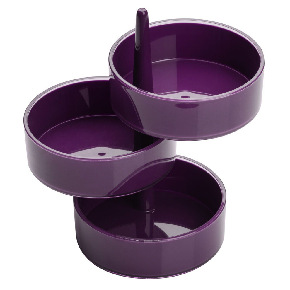 (Purple) 3Pc Rotary Storage Tray Set, Plastic