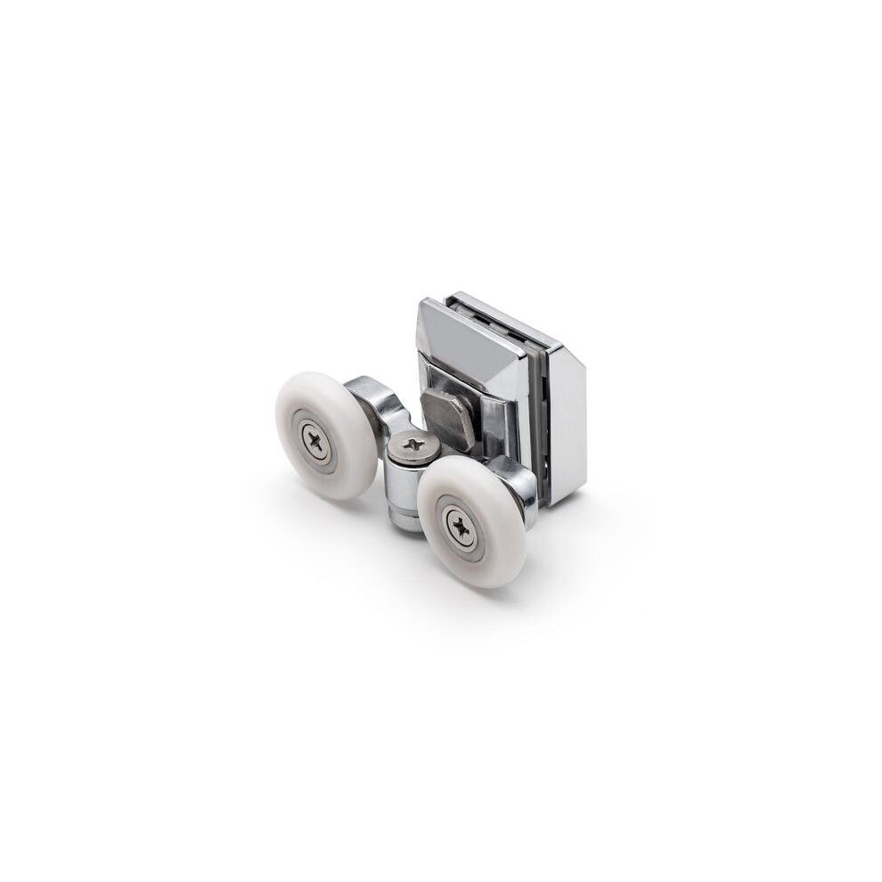 (20Mm) 2 X Twin Top Zinc Alloy Shower Door Rollers/Runners/Wheels 20Mm Or 23Mm Wheel Dia L020 5060363613359