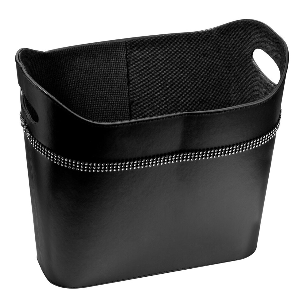 Premier Housewares Diamante Detail Leather Effect Storage Box Black