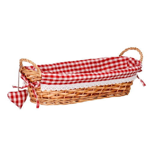 Premier Housewares Multi-purpose Oblong Willow Basket, Red Gingham Lining
