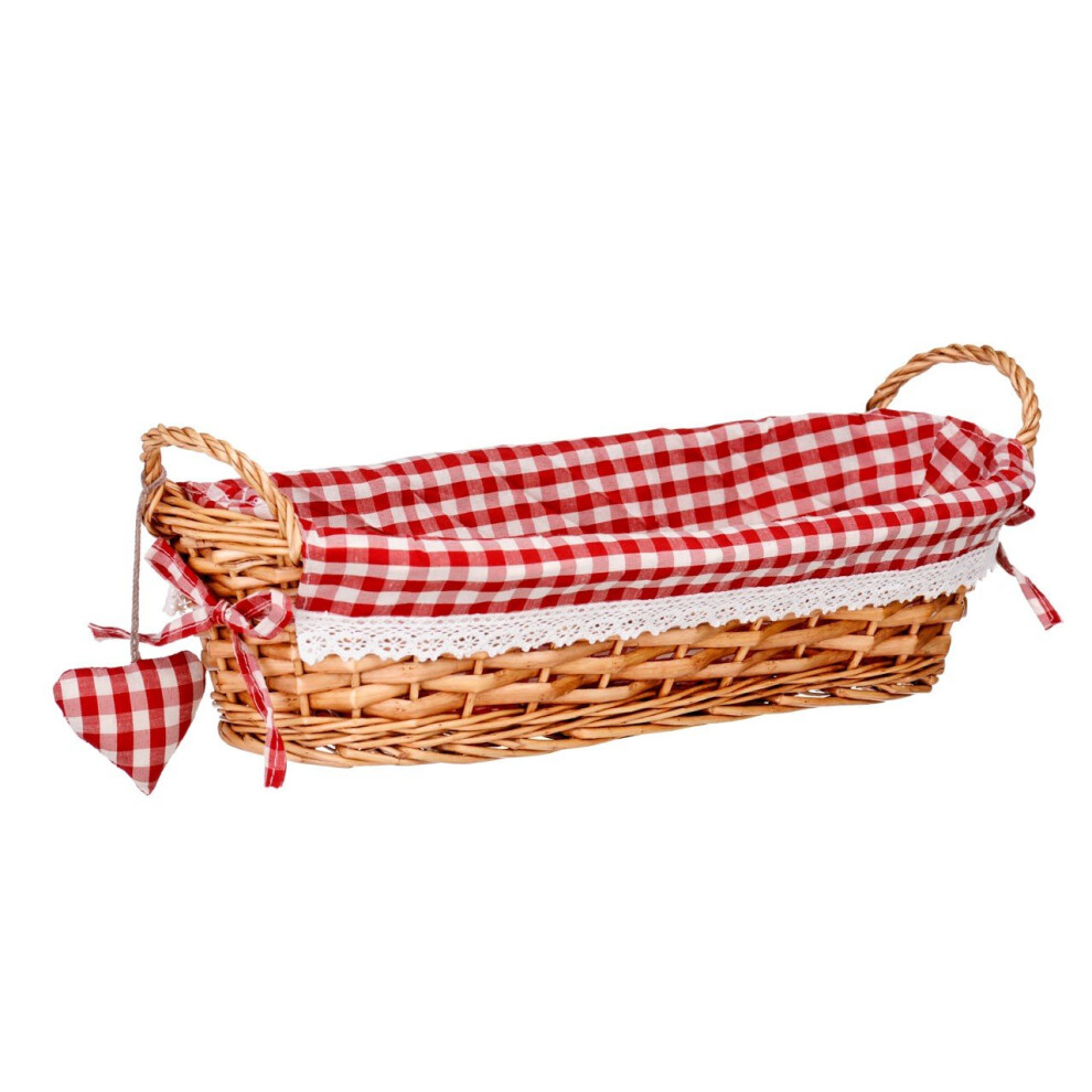 Multi-purpose Oblong Willow Basket, Red Gingham Lining