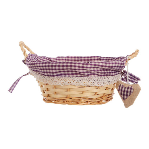 Premier Housewares Multi-purpose Round Willow Basket, Purple Gingham Lining 1