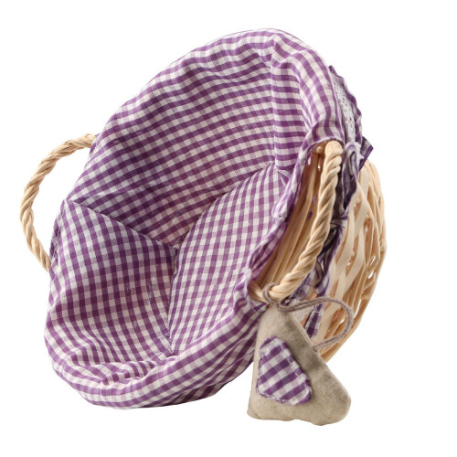 Premier Housewares Multi-purpose Round Willow Basket, Purple Gingham Lining 2
