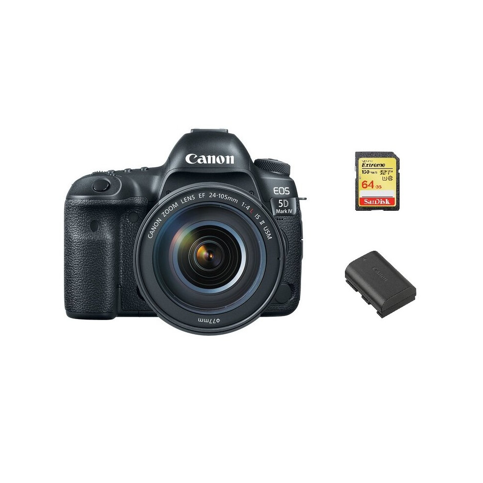 Canon Eos 5D Iv Kit Ef 24-105Mm F4L Is Ii Usm + 64Gb Sd Card + Lp-E6N