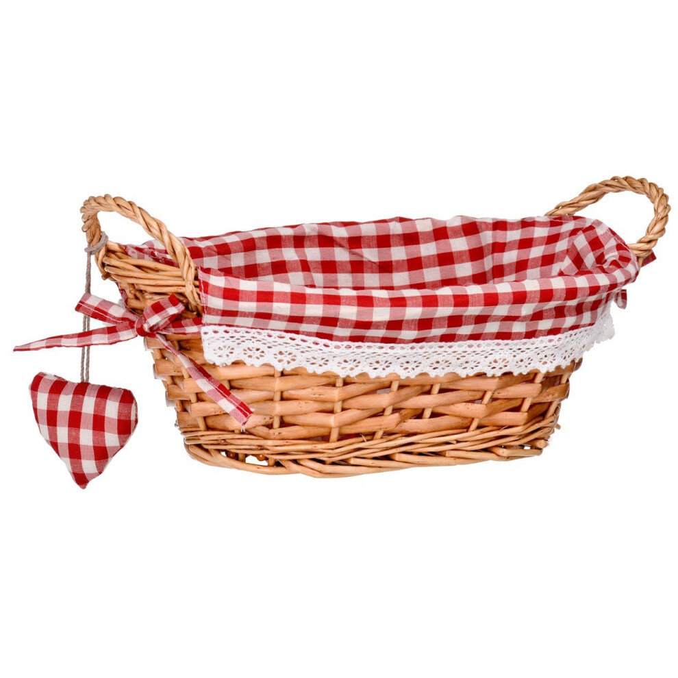 Multi-purpose Willow Basket, Oval, Red Gingham Lining