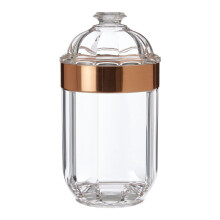 (Medium) Fluted design Clear Acrylic Canister Rose Gold Rim