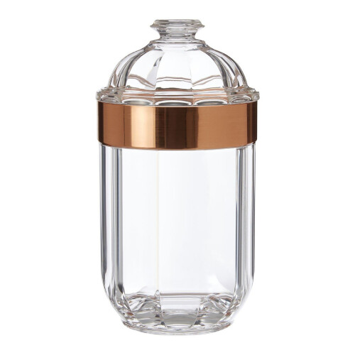 Premier Housewares (Medium) Fluted design Clear Acrylic Canister Rose Gold Rim