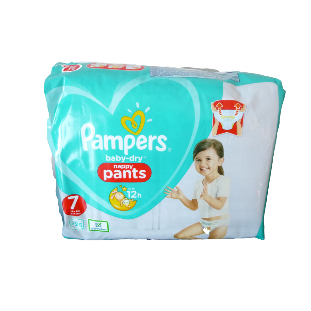 Pampers (1 Pack) 25 Baby Dry Nappy Pants Size 7 (17+Kg)