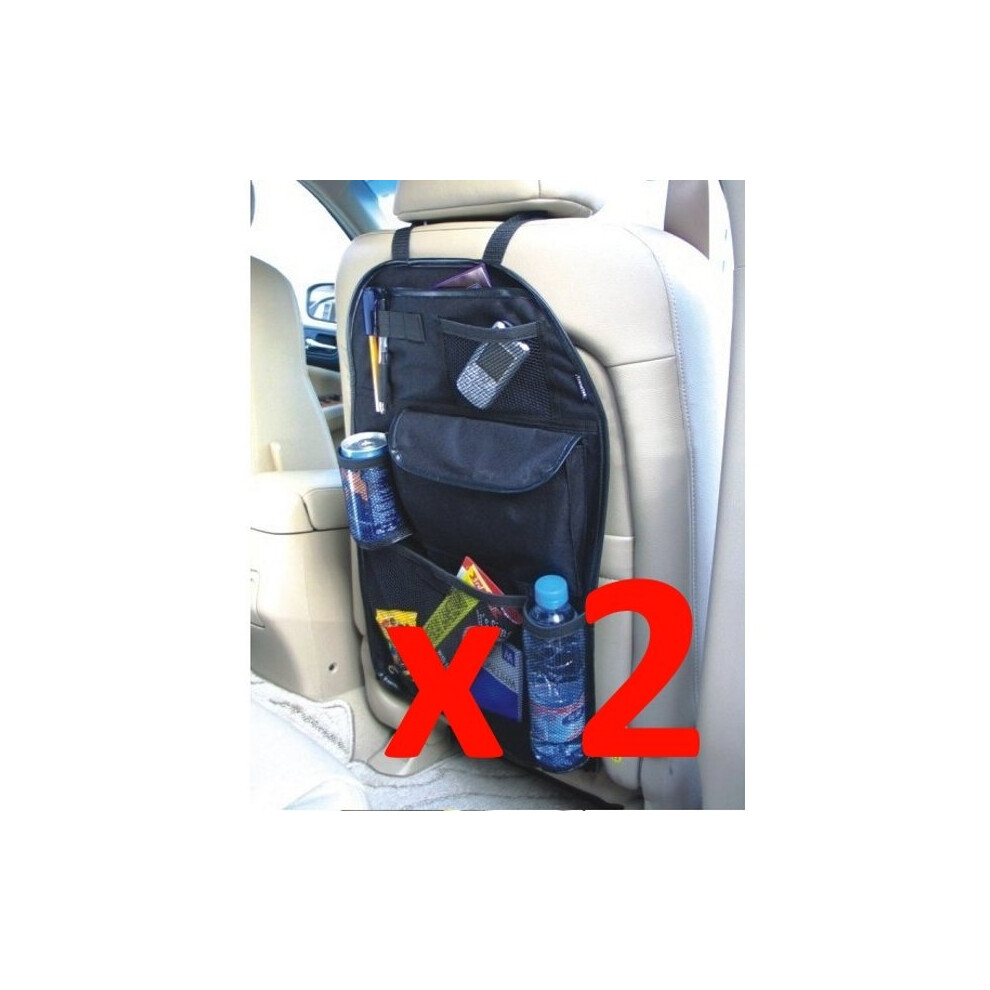 2 X Kabalo Universal Back Seat Car Organiser With Drinks And Umbrella Holder, 7 Separate Velcro Sealed Storage Compartments. Height 55Cm X Width 36Cm 5060498075510