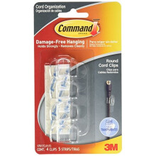 Command Round Cord Clips Clear 4 Clips 17017CLRES