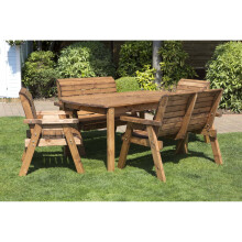 Hand Made 6 Seater Rustic Wooden Garden Furniture Table and Bench/Chairs Set