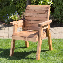 Hand Made Traditional Chunky Rustic Wooden Garden Chair Furniture