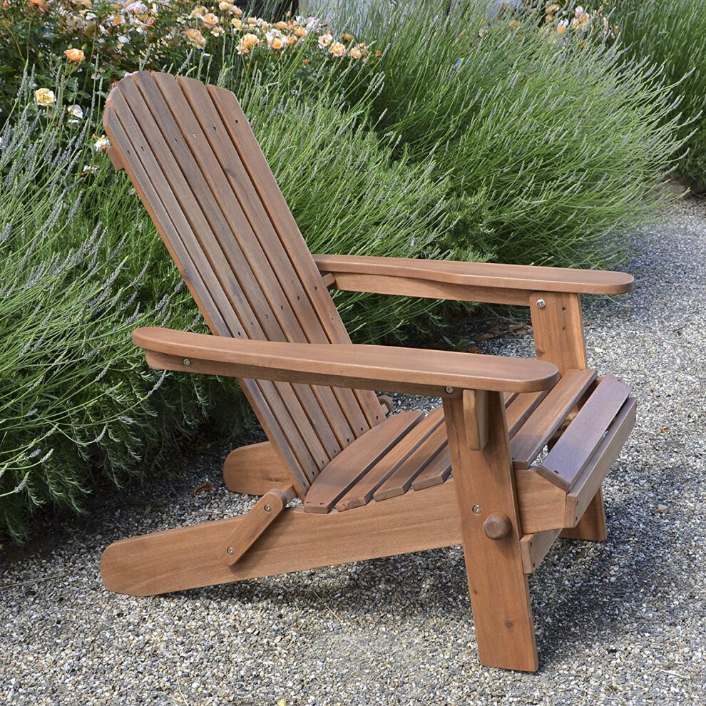 Plant Theatre Adirondack Outdoor Garden Folding Acacia Hardwood Chair with an Oiled Hand Finished