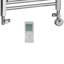 (900w) DUAL FUEL KIT B For Towel Warmers: Thermostatic Heating Element & Chrome Round Valves