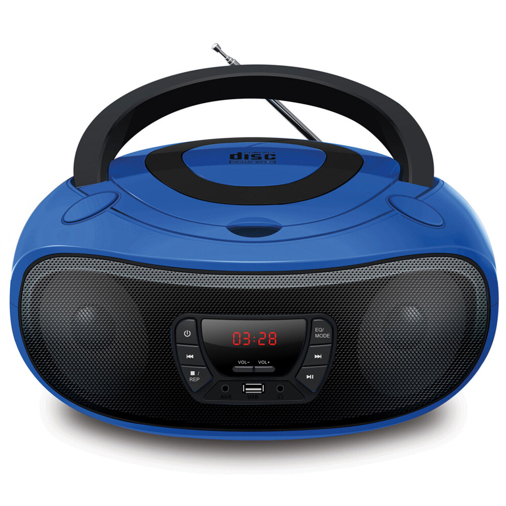 Grouptronics GTCD-501 Stereo Boombox CD Player with Radio - Blue - Image 3