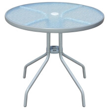 vidaXL Outdoor Table 80x71cm Steel Round Grey Glass Tabletop Garden Furniture