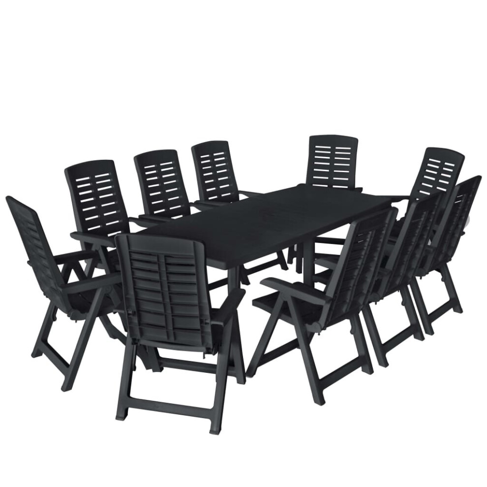 vidaXL 11 Piece Outdoor Dining Set Plastic Anthracite Table Folding Chair