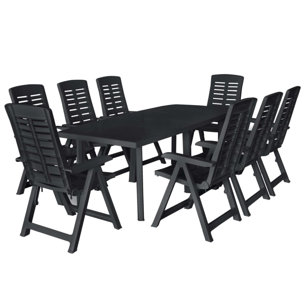 vidaXL 9 Piece Outdoor Dining Set Plastic Anthracite Table Folding Chairs