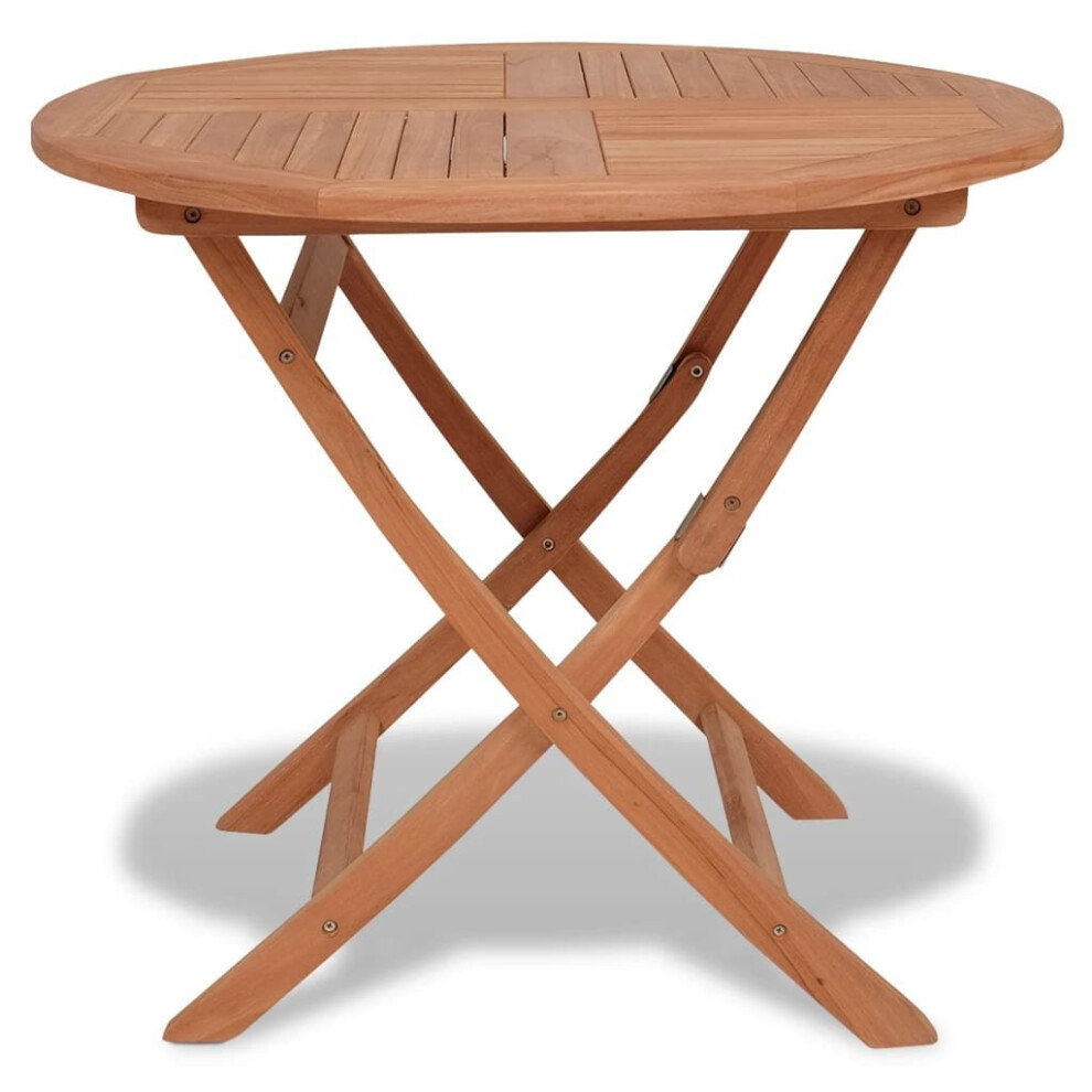 vidaXL Solid Teak Folding Outdoor Dining Table Round Garden Patio Furniture