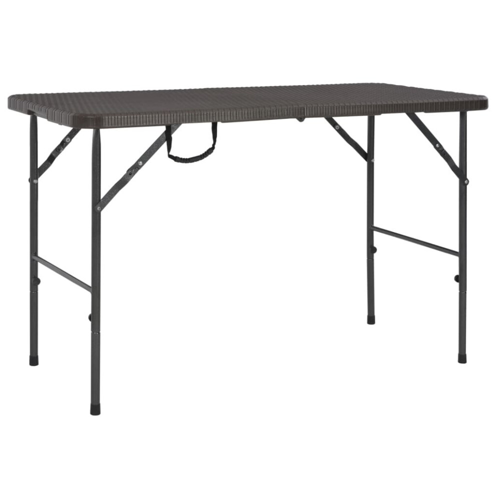 vidaXL Folding Garden Table HDPE Brown Rattan Look Outdoor Camping Furniture