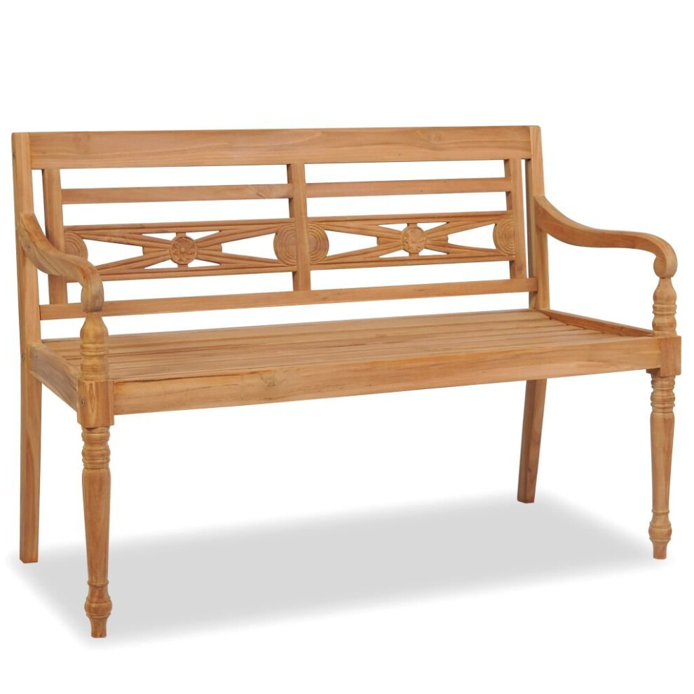 vidaXL Teak Batavia Bench 120cm Outdoor Garden Patio Yard Seating Furniture