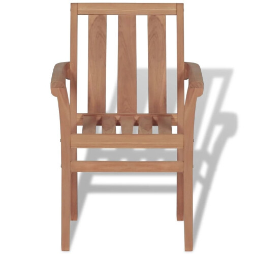 VidaXL vidaXL 2x Solid Teak Outdoor Garden Stackable Chairs Dining Stacking Seats 2