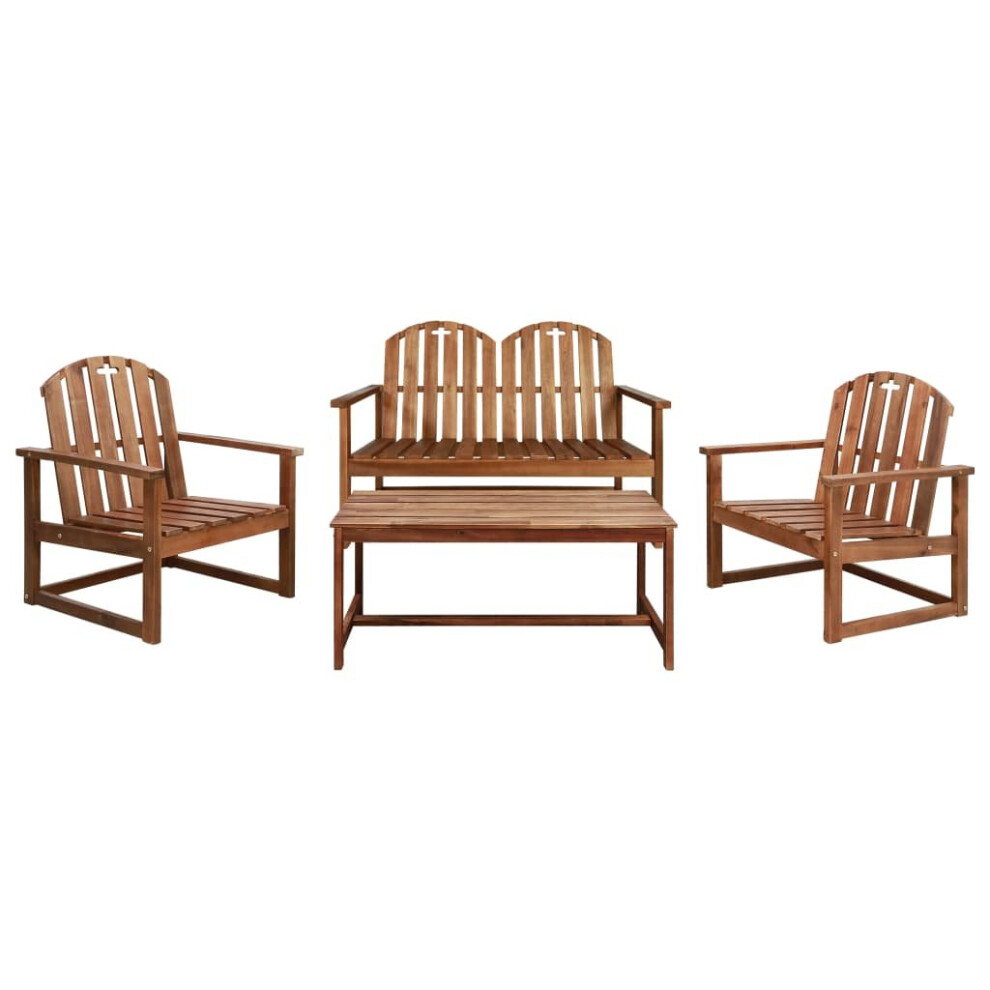 vidaXL Solid Acacia Wood Garden Sofa Set 4 Piece Outdoor Chair Bench Table