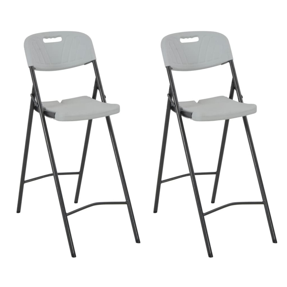 vidaXL 2x Folding Bar Chairs HDPE 45x78x114cm White Outdoor Patio Chair Seat
