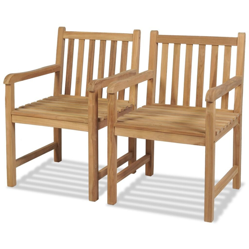Vidaxl 2X Teak Outdoor Chairs 58X60x90cm Garden Patio Furniture Seat Armchair
