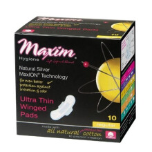 Maxim Hygiene Products 1-231110-1 MaxION Natural Ultra Thin Winged Pad, Regular