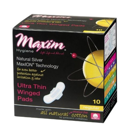 MaxION Natural Ultra Thin Winged Pad, Regular