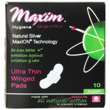 Maxim Hygiene Products 1-231210-1 MaxION Natural Ultra Thin Winged Pad, Super
